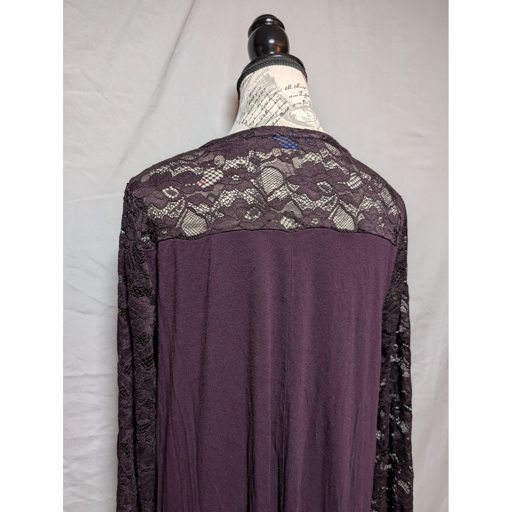 Apt. 9 Women's Dark Purple Floral‎ Lace Sleeve Shift Dress Size Large - Picture 6 of 10